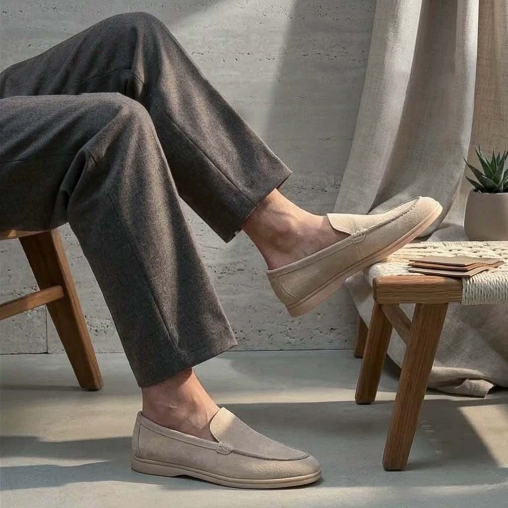Commuter Lightweight Casual Loafers Old Money Style British Slip-On Men's Suede Leather Shoes