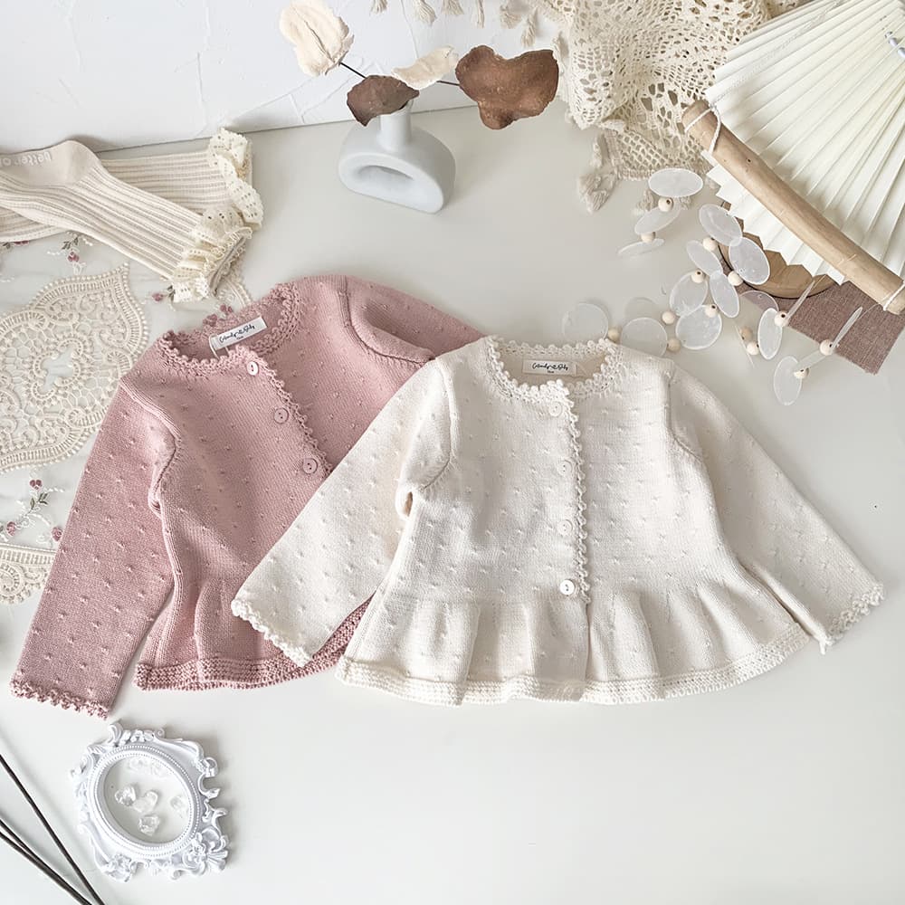 Spring cross-border ins baby girl's hand hook round neck cardigan sweater baby girl's cute and fresh A-swing knitted jacket