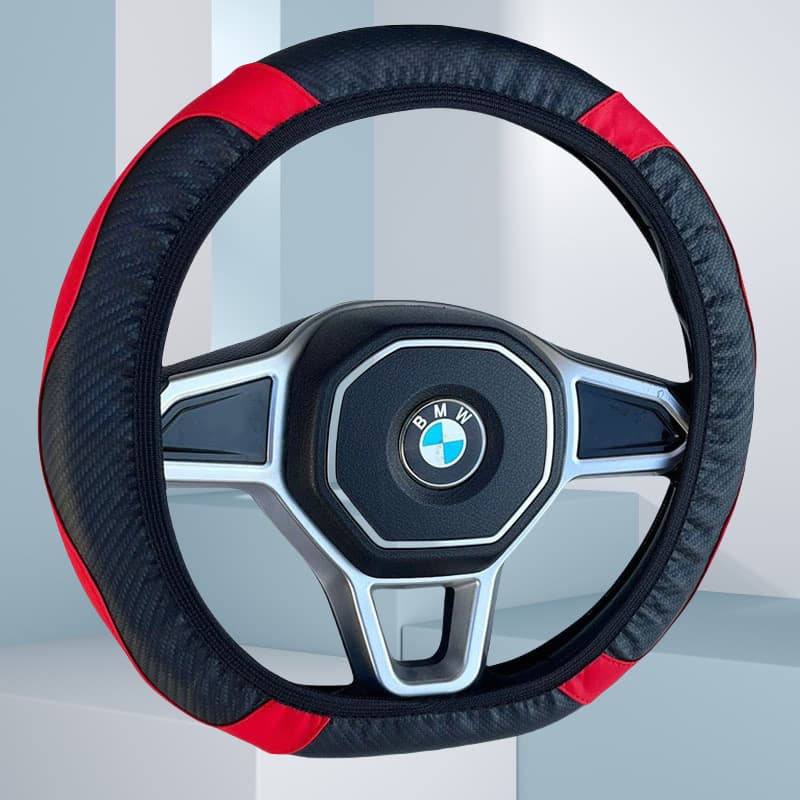 Cross-Border Carbon Fiber Elastic Handlebar Cover, Wear-Resistant Car Steering Wheel Cover, Fiber Leather Double Round Elastic Band Handlebar Cover Without Inner Ring