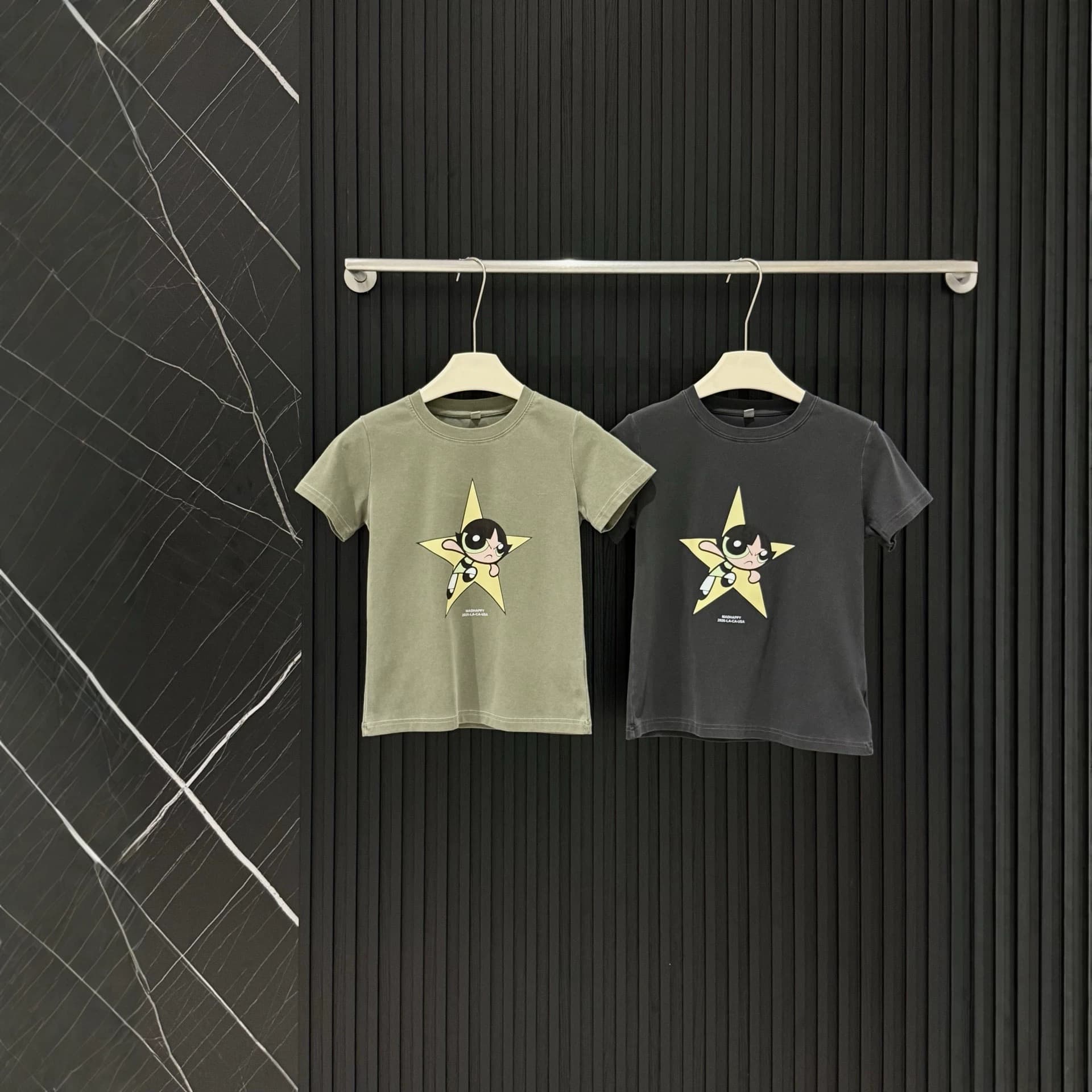 High quality 26 new summer style Power Girl pattern printed old washed round neck short-sleeved slim T-shirt for women