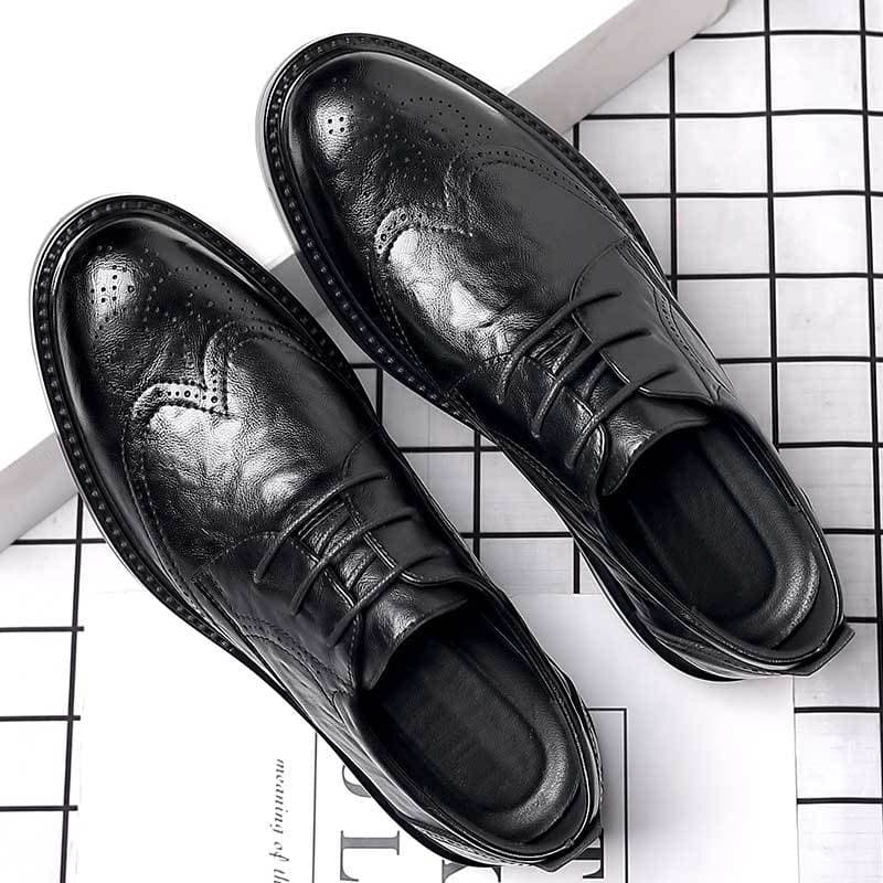Men's Brogue Shoes Business Casual Wedding Low Top Leather Shoes Rubber Outsole Wear Resistant Derby Shoes for Groomsmen