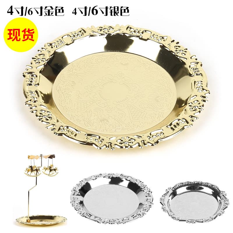 Magnetic Rotating Carousel Candle Holder Windmill with Round Tray, Gold Aromatherapy Candle Gift Souvenir
