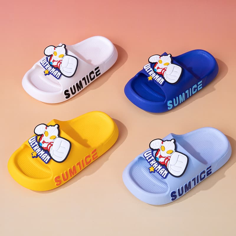 Summer New Cute Cartoon Baby Outdoor Beach Shoes Children's Non-Slip Ultraman Slippers Soft Sole Indoor Home