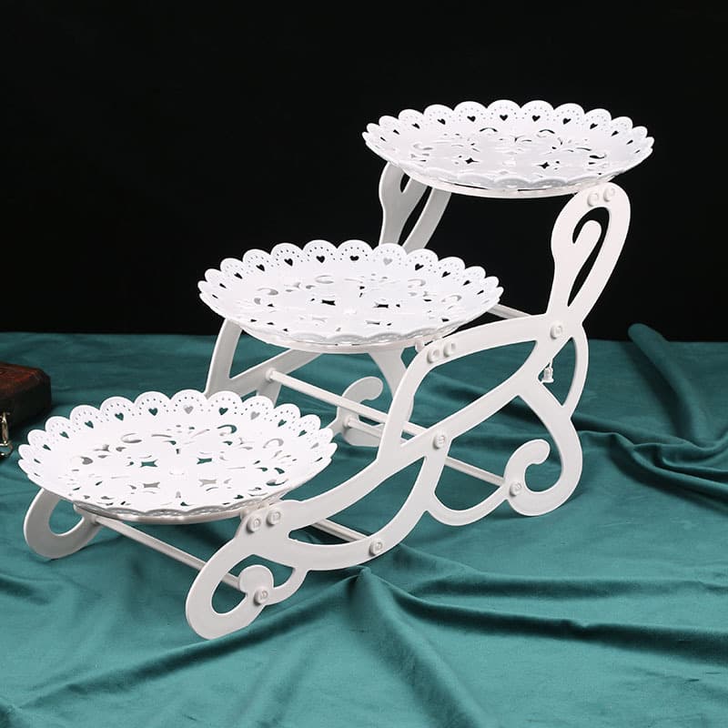 European-style Three-Tier Plastic Fruit Tray Living Room Coffee Table Candy Dish Home Light Luxury Cake Stand Dessert Tray with Handle