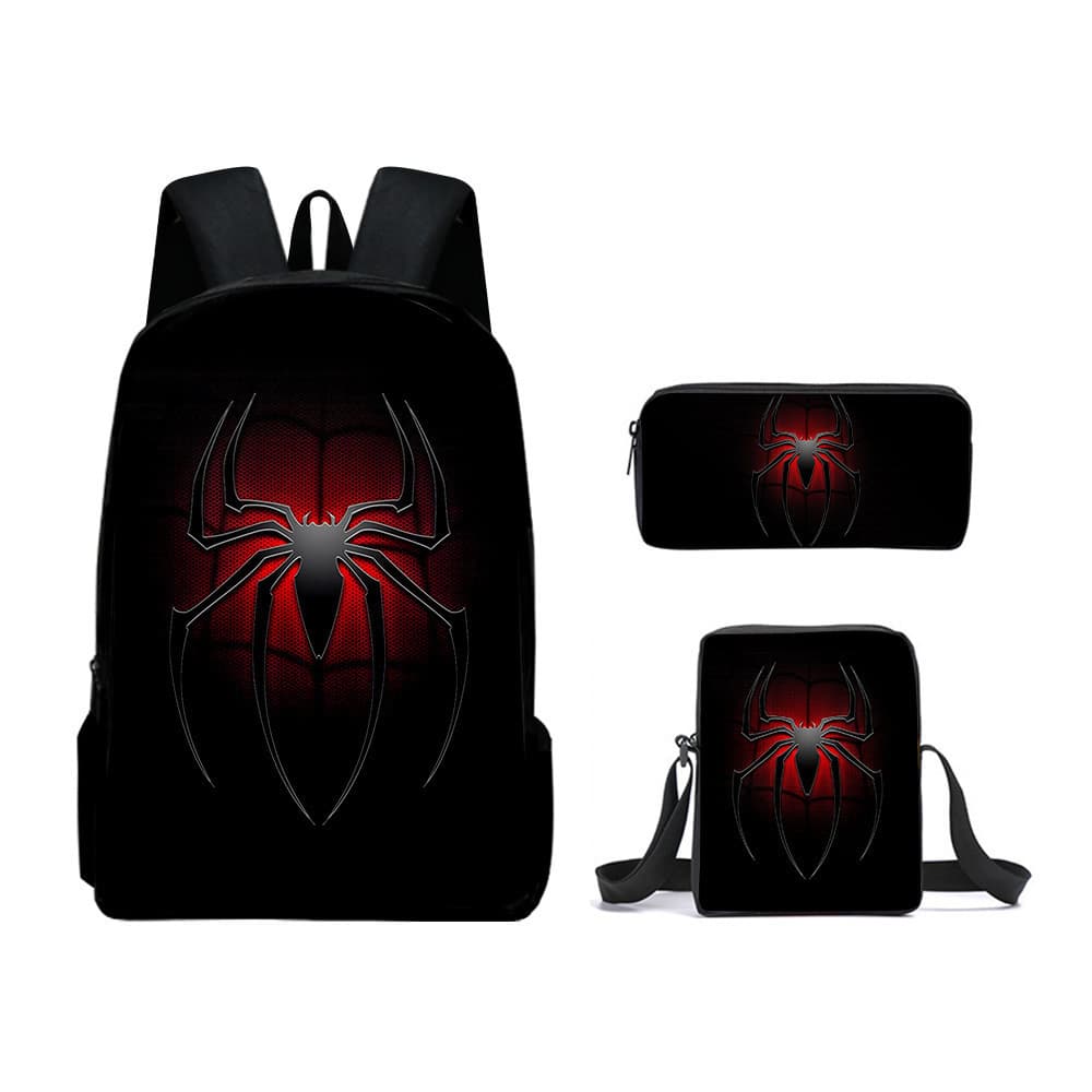Cross-border Spider-Man Backpack 3-Piece Set Anime Cartoon Pencil Case Crossbody Bag Large Capacity School Bag Set Dropshipping Available