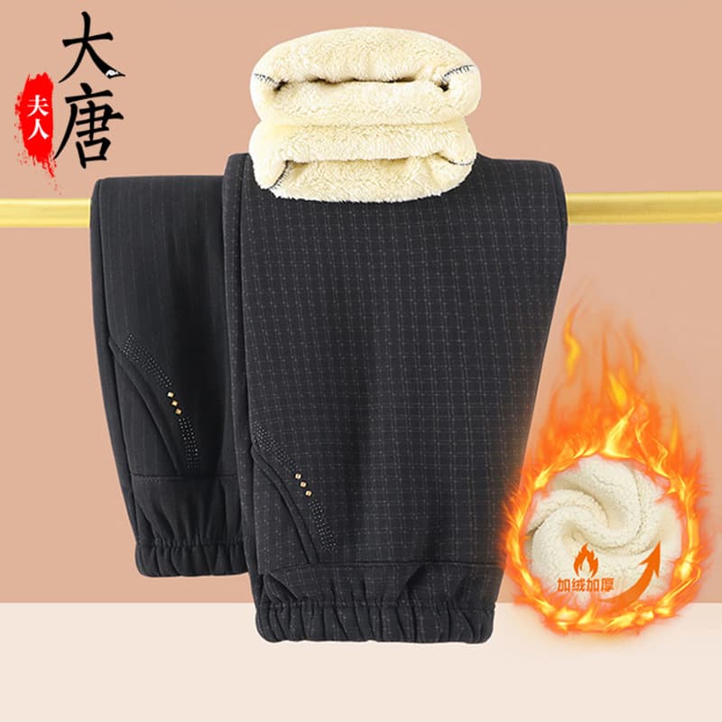 Pants for middle-aged and elderly mothers, autumn trousers for women, casual outer wear for the elderly and ladies, warm, loose and velvet trousers