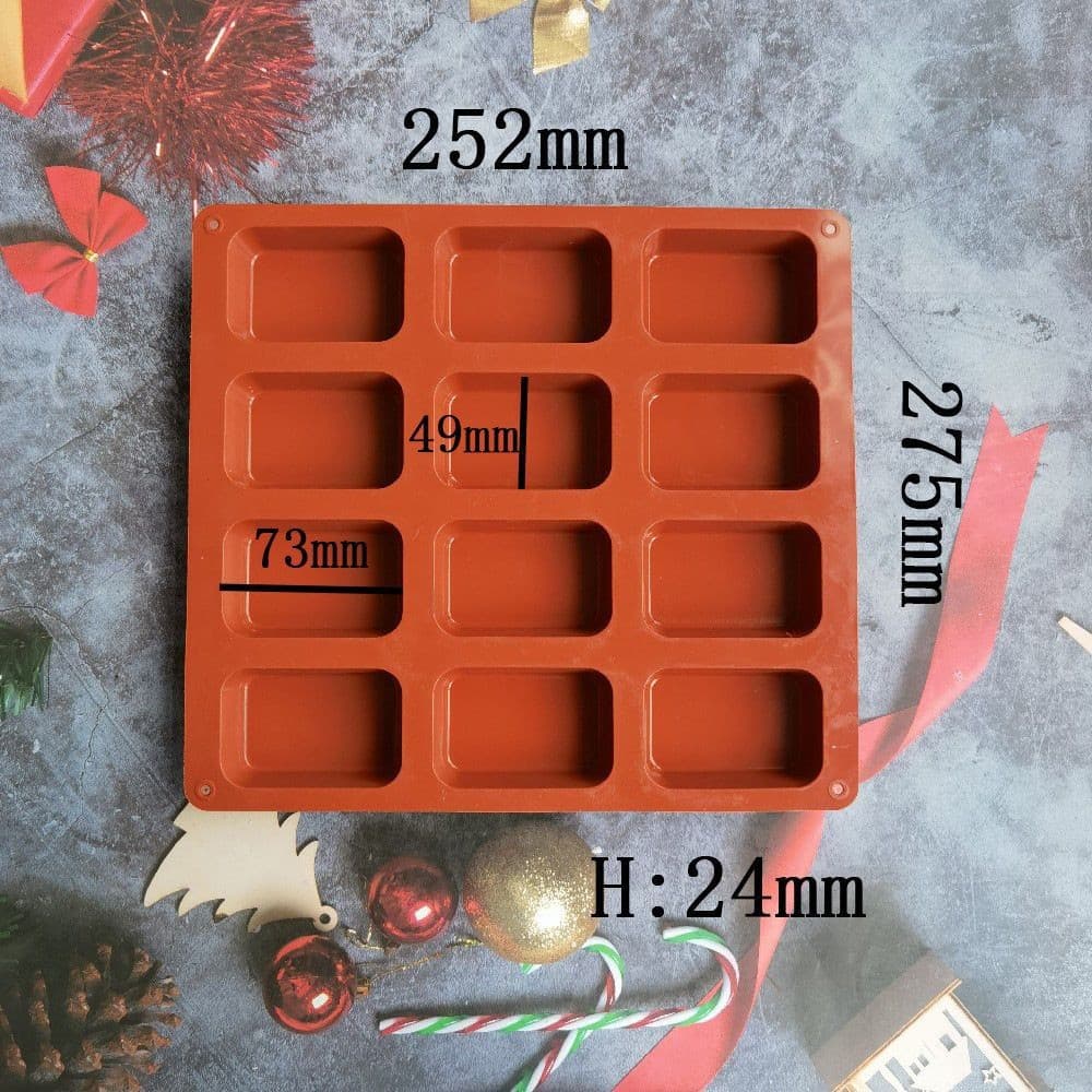 Silicone 12-cavity soap cubes, 400ml, DIY cake, ice cube, cookie, pastry, and handmade baking mold.
