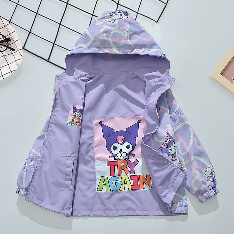Girls Double-Sided Wear Spring Autumn Jacket Children's Korean Style Sporty Long Sleeve Zipper Round Neck Polyester Fiber