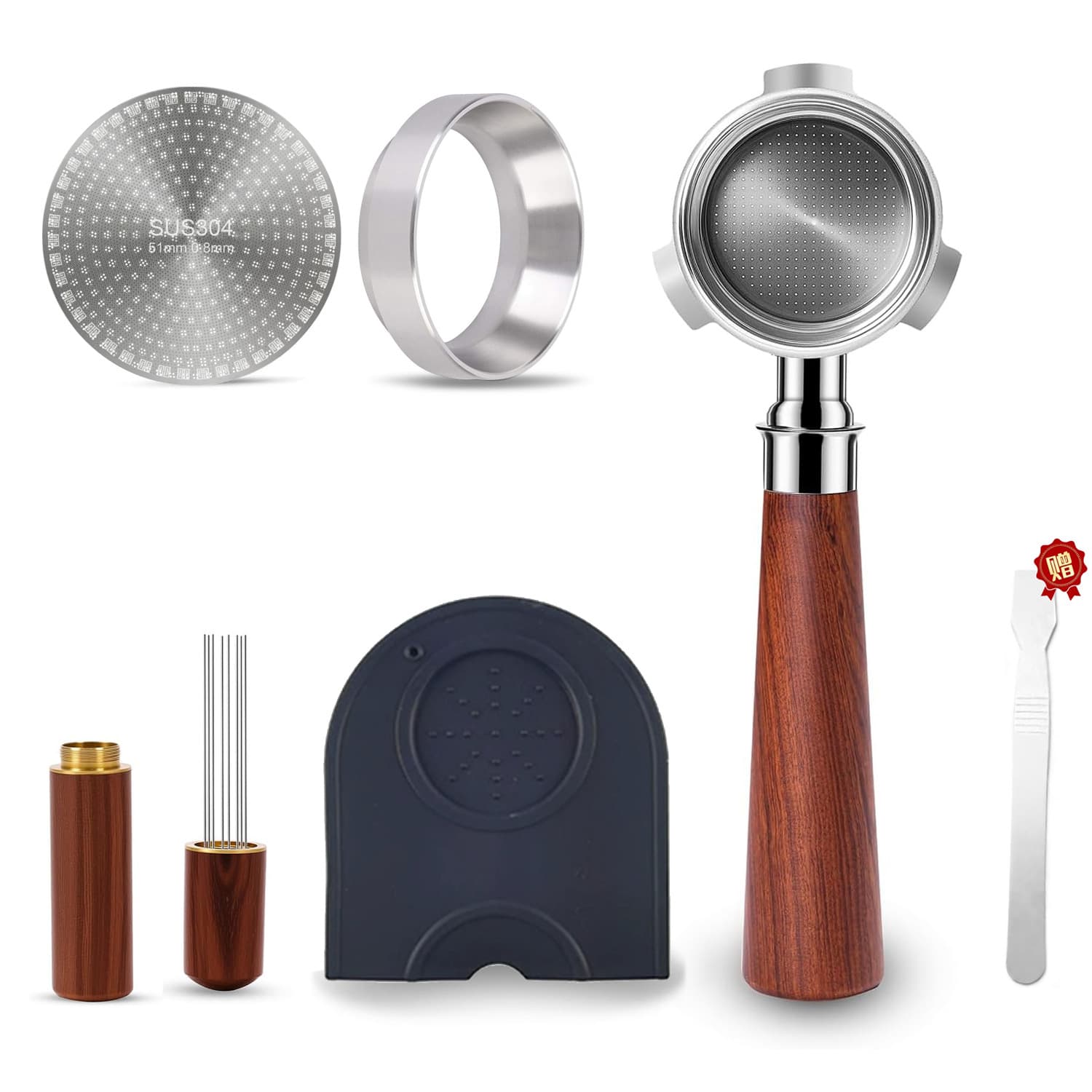 Multi-Spec Coffee Portafilter Bottomless Portafilter Detachable Coffee Machine Handle Coffee Brewing Dosing Tool Set