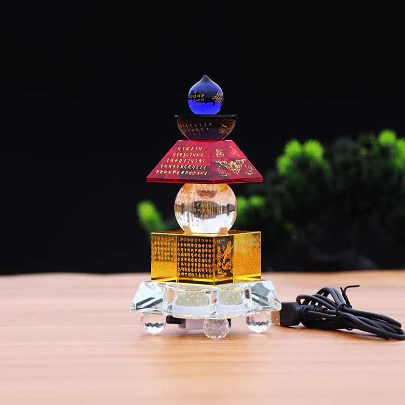 Crystal Stupa for Enshrining Buddhist Items, Secret Heart of All Tathagatas Whole Body Treasure Box Seal Dharani Pagoda, Five-Element Pagoda Supplies
