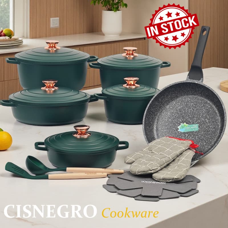 Hot Sale Classic Die-Cast Lid Integrated Bottom Cookware Set, Granite Non-Stick Soup Pot