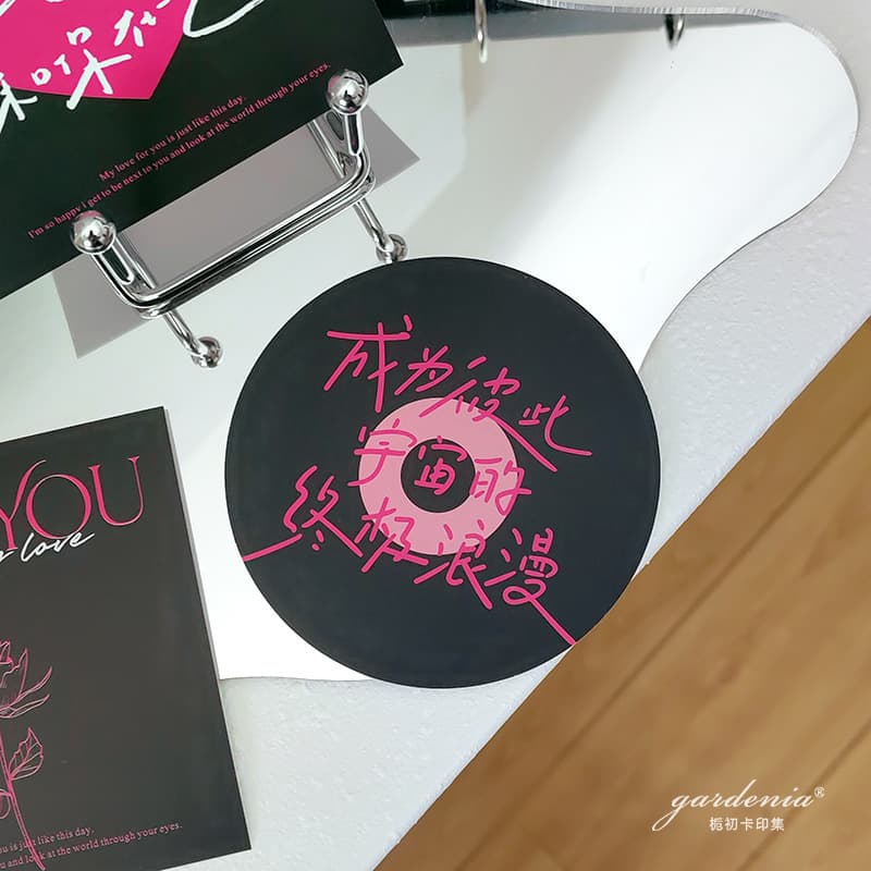 Qixi Valentine's Day Round Record Greeting Card Ultimate Romantic Confession Card Gift for Girlfriend Boyfriend Decorative Card