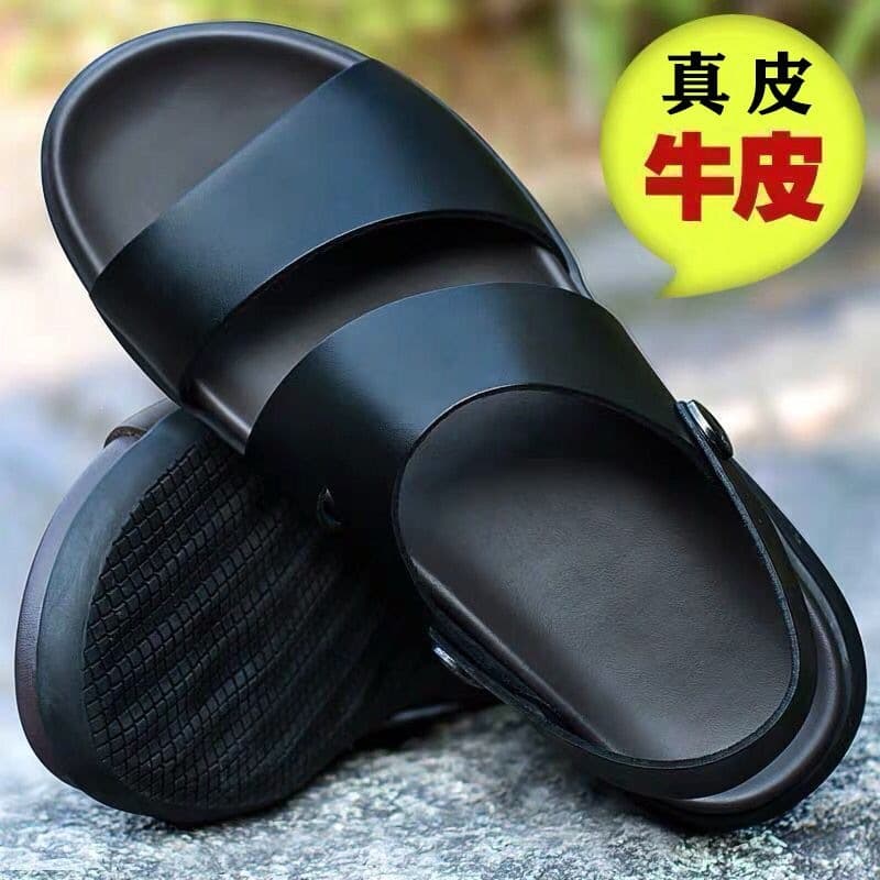 Men's Leather Sandals 2026 New Summer Sandals Men's Soft Sole Non-Slip Casual Beach Shoes Leather Sandals