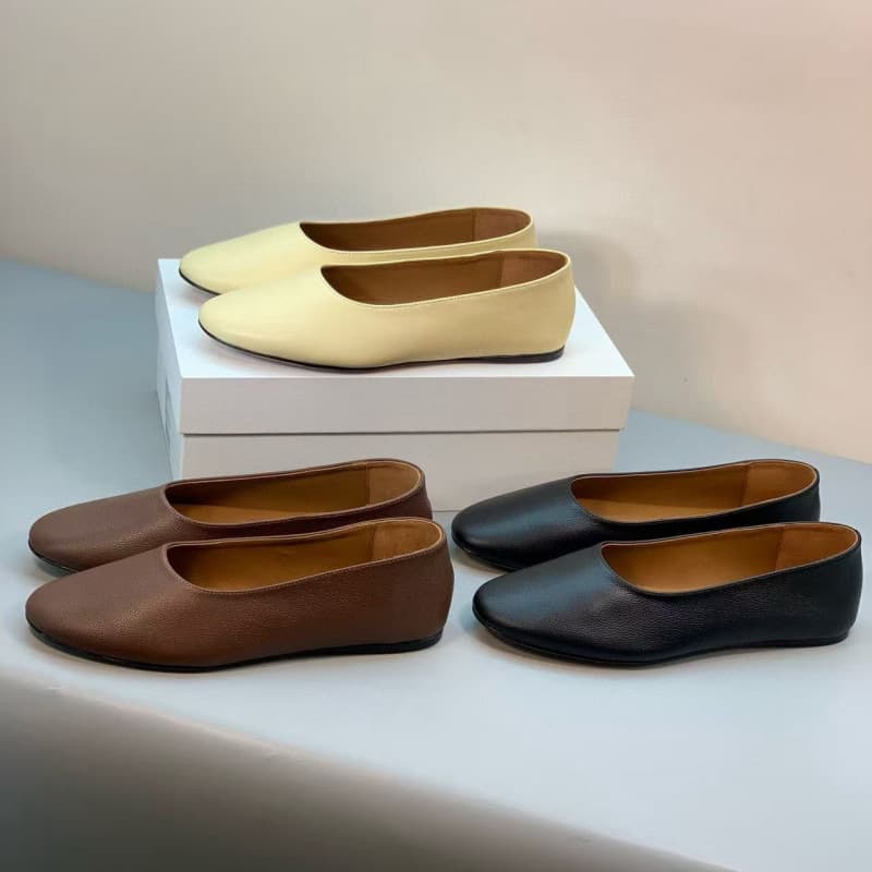 Export Original Row Style Genuine Leather Women's Flat Shoes, Mary Jane Shoes, Ballet Shoes, One-Strap Buckle Women's Shoes