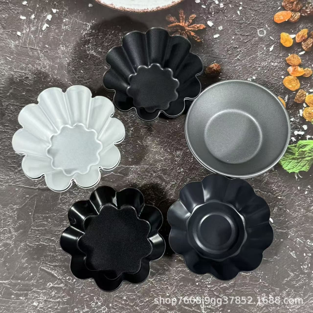 Factory Direct Home and Commercial Use Croissant Tart, Portuguese Tart, Sunflower Small Flower Cake, Chrysanthemum Non-stick Tart Shell Molds