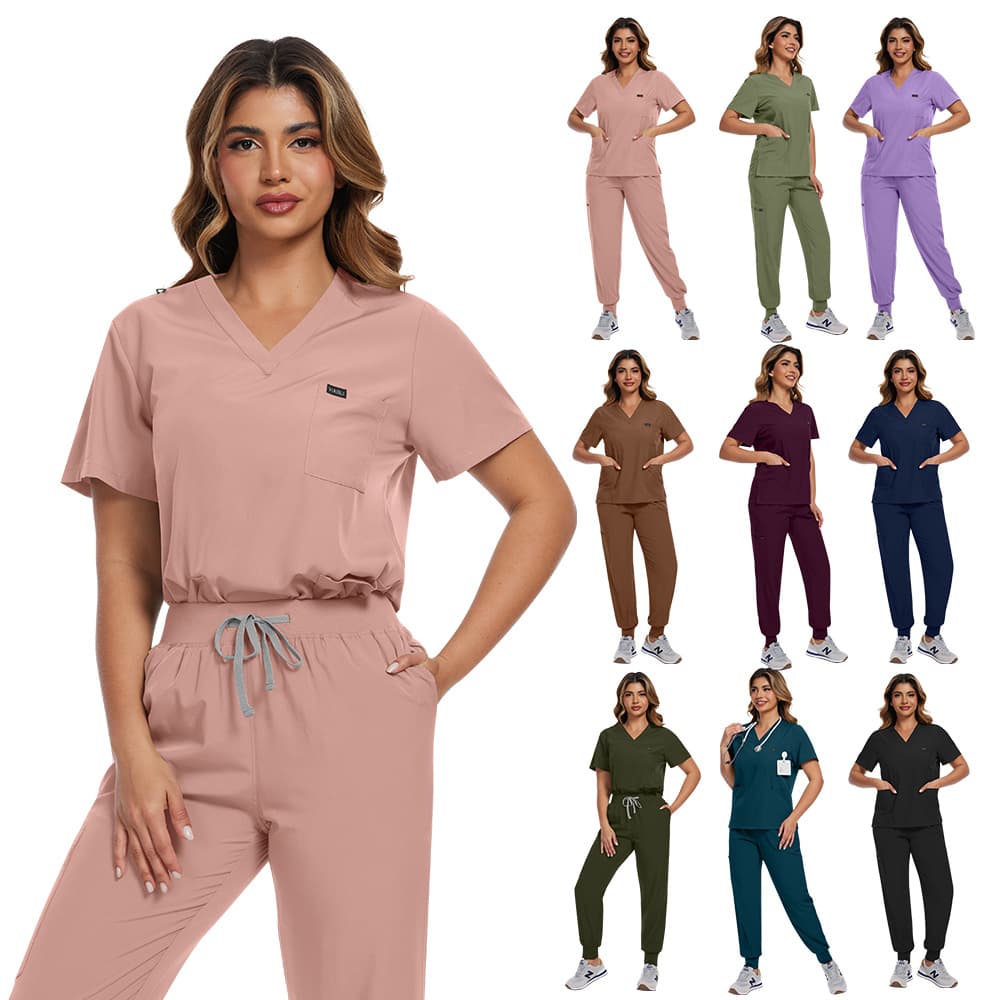 Hand scrub suits for men and women, quick-drying short-sleeved scrub suits, two-piece sets for dental nurses and doctors, hospital work uniforms, drop shipping available.