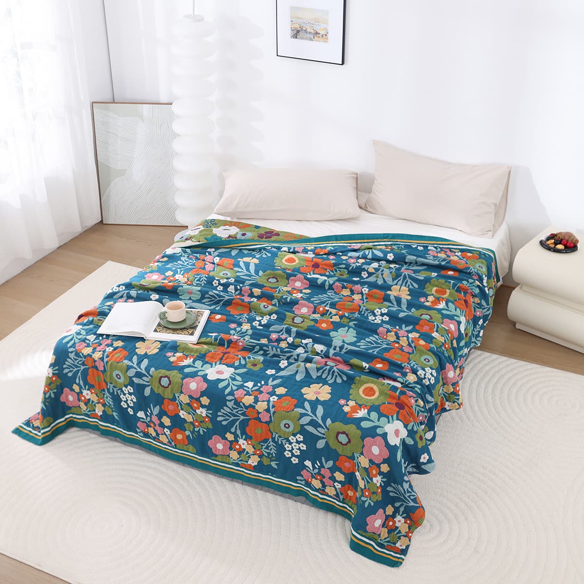 New high-end thickened pure cotton gauze towel blanket nap cover single/double bed multi-functional gauze throw