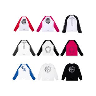 Cross-border High Version Chrome Hearts 25ss Dark Floral Sanskrit Print Long Sleeve Unisex Raglan Long Sleeve