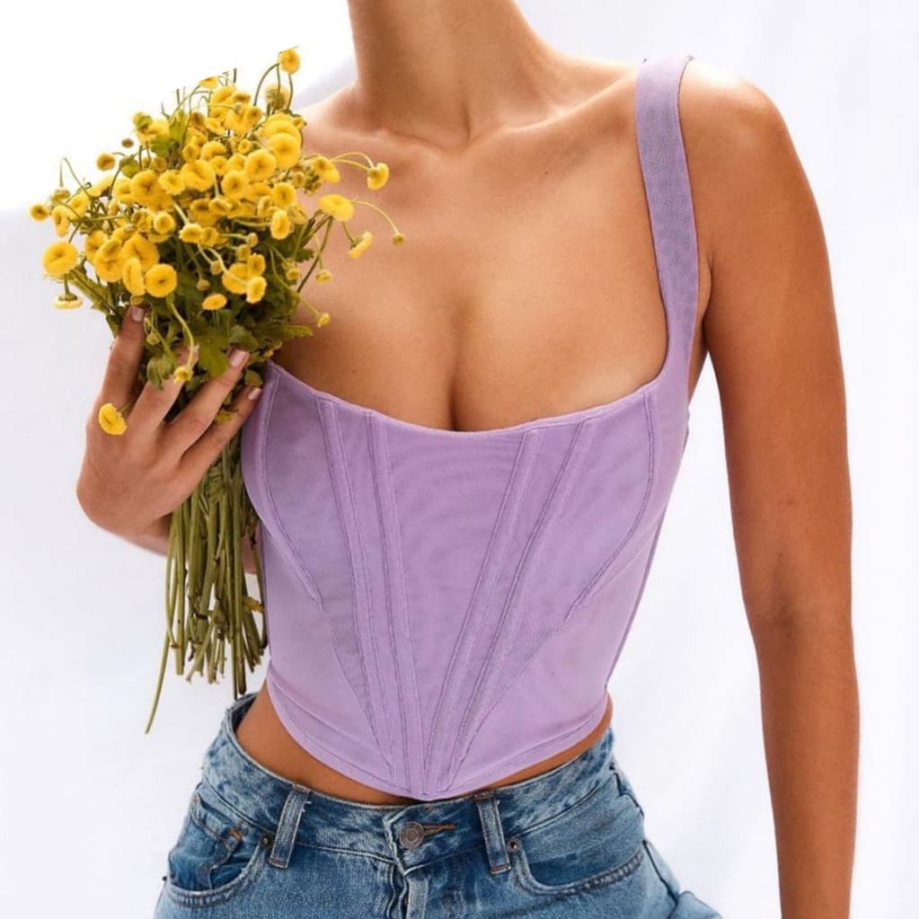 European and American Hot Girl Women's Clothing Amazon Bestseller Fashion Corset Square Neck Crop Top