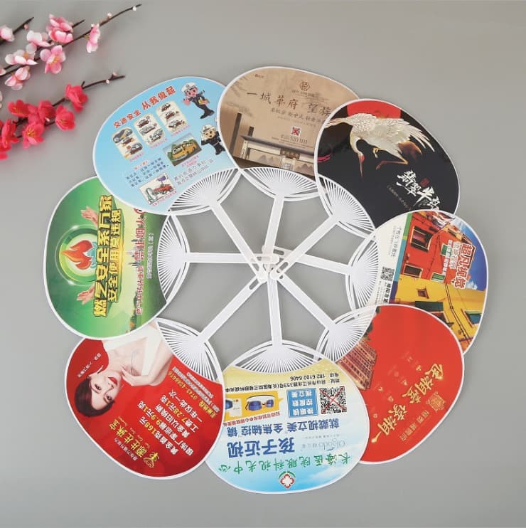 Large advertising round fan plastic fan wholesale banana Oura fan Japanese round fan printed fan pp plastic fan printing factory