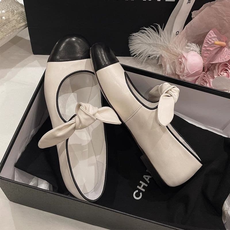 Genuine leather version of small fragrant bow Mary Jane ballet flat shoes 2026 new French style pumps