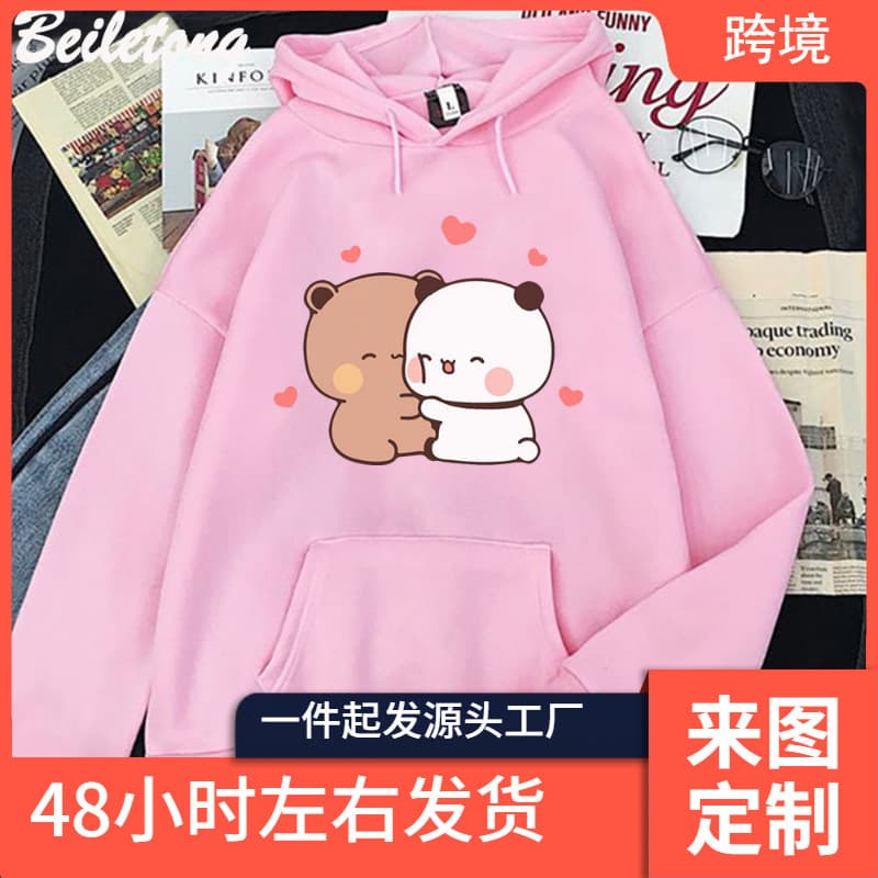 Panda Cute Cartoon Sweatshirt Bubu Dudu Kawaii Clothing Girl Loose Sweatshirts Spring Autumn Pink