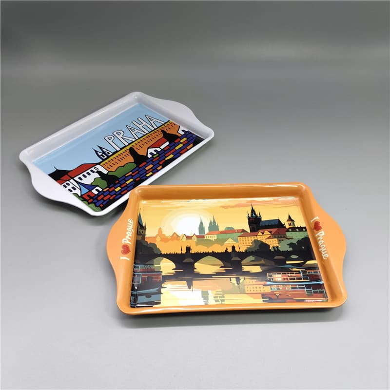 Small ear-shaped Paris-style printed tinplate small fruit ashtray tray manufacturer stock custom orders