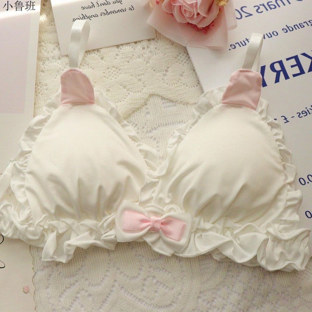 Rabbit Ears Girl Intimates Set Cute Cartoon Japanese Style Loli Student Sweet Small Breasts Thin Anti-Sagging Bra