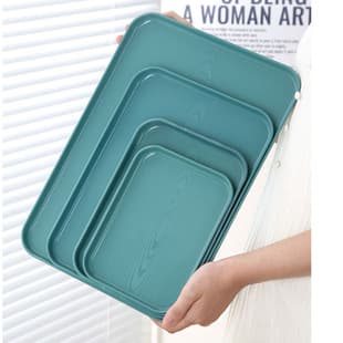 Wood Grain Rectangular Tray, Home Use Plastic PP Tea Cup Storage Tray, Cake Dessert Pastry Fruit Serving Plate
