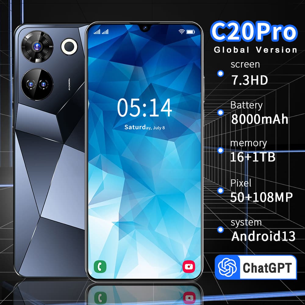 C20 Pro Cross-Border 7.3-Inch Smartphone with In-Cell Screen 2+16G Factory Direct Wholesale Android Phone