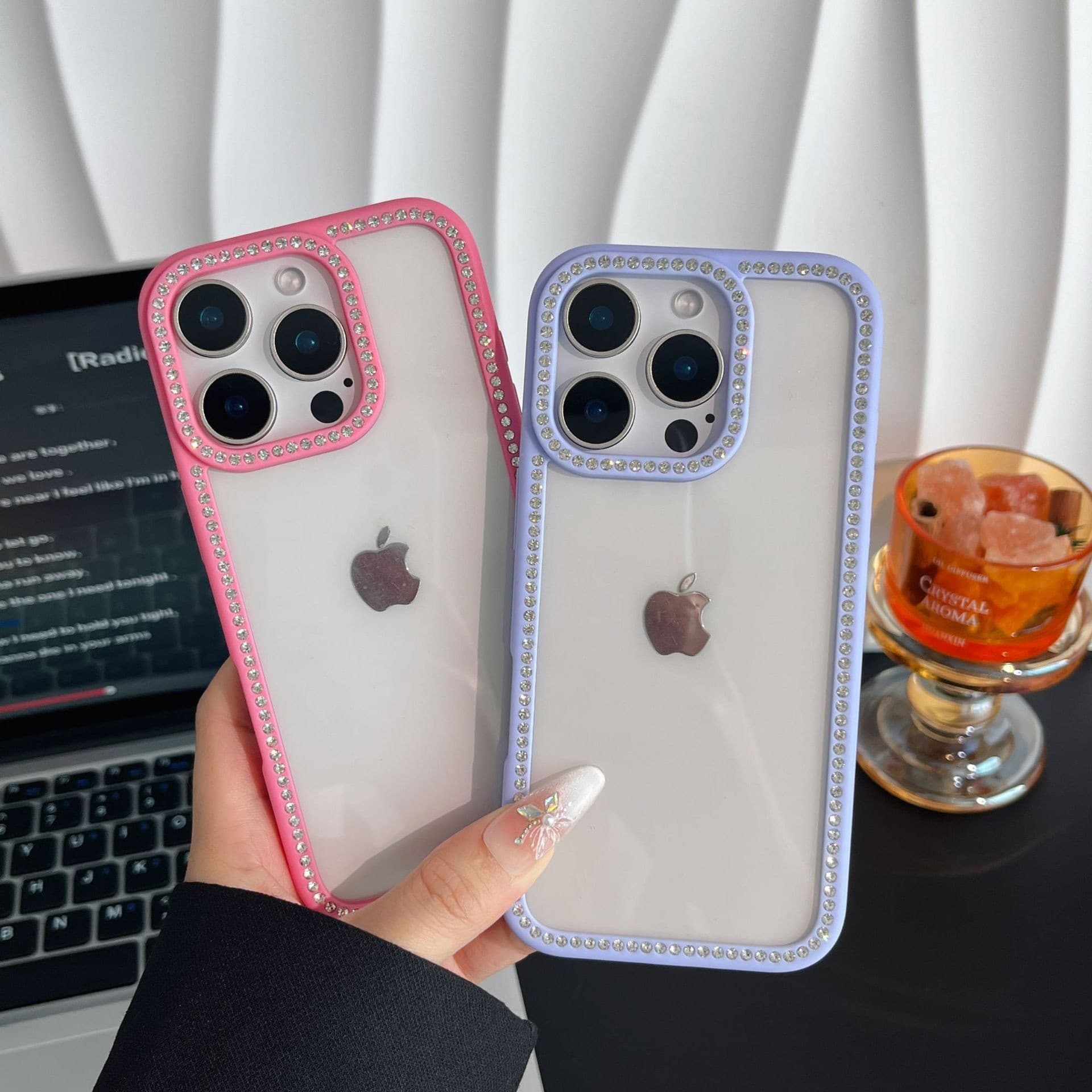 Sparkle Diamond Phone Case for iPhone 17, iPhone 16 PRO/15/13/12, Women's Concave Design, Sparkle Diamond Shell