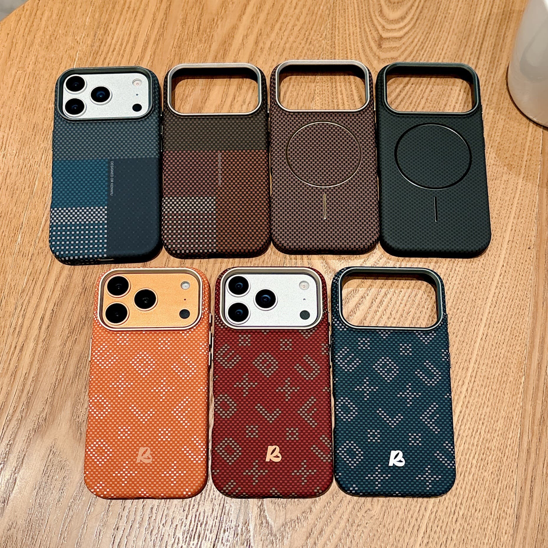 Suitable for iphone17promax mobile phone case Kevlar pattern Apple 17pro magnetic ultra-thin pc anti-fall hard case