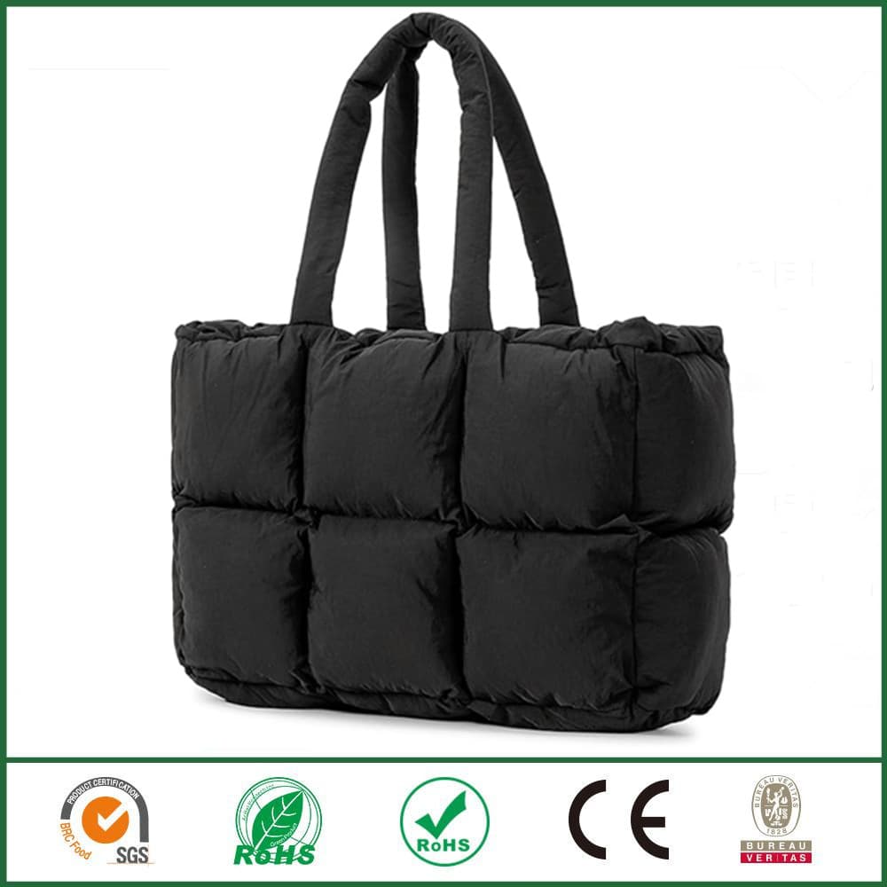 Extra Large Soft Women's Handbag, Large Quilted Puffy Tote Bag, Fashion Thickened Grid Women's Tote Bag
