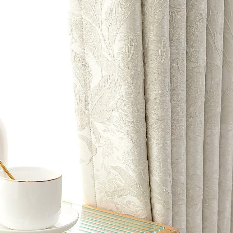 Leafy Vine High-Precision Chenille AB-Side Jacquard Curtain Light French Blackout for Bedroom Living Room Shaoxing Keqiao Wholesale