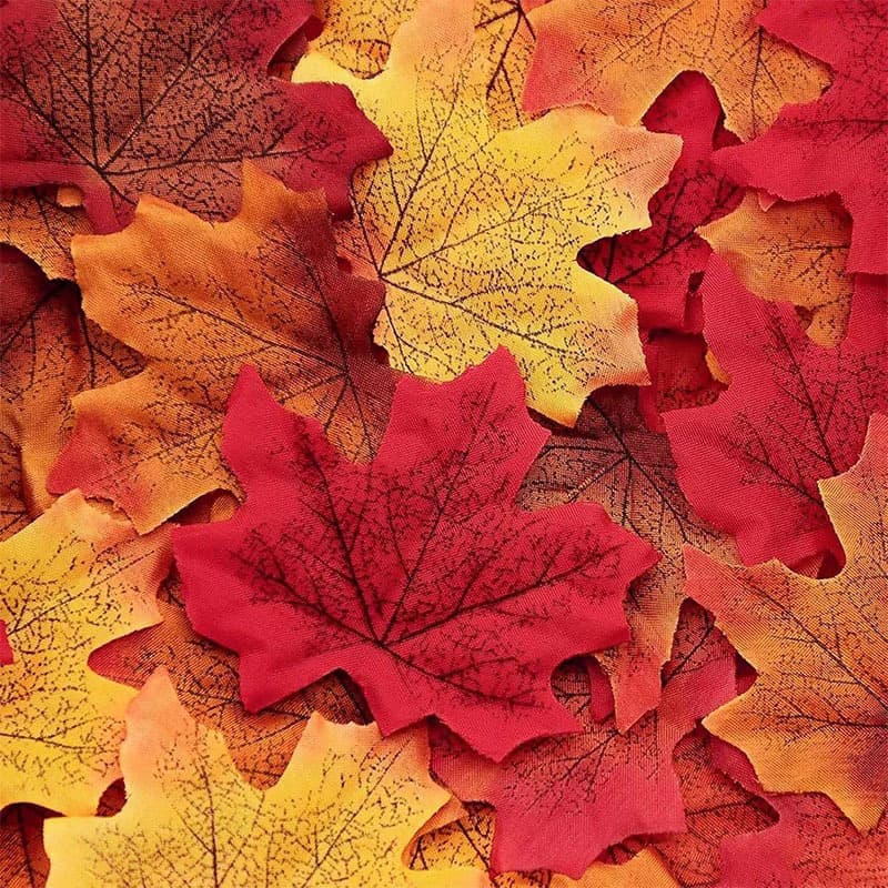 Simulated maple leaf, single piece of artificial tree leaves, wedding photo, autumn imitation flower path, scene layout, string lights, photo props