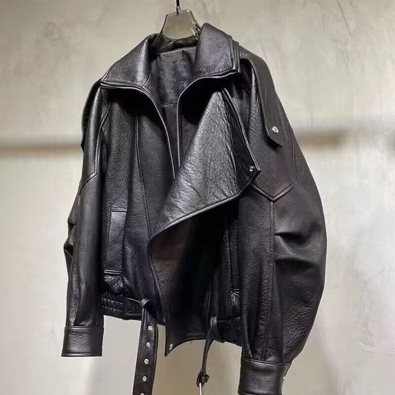 Men's PU Leather Jacket Fall Motorcycle Coat Trendy Brand Design Casual Outerwear