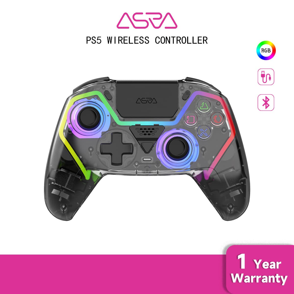 PS5 Wireless Bluetooth Game Controller RGB Macro Programming for Android/iOS/PC/Steam/Mac PS5 Console