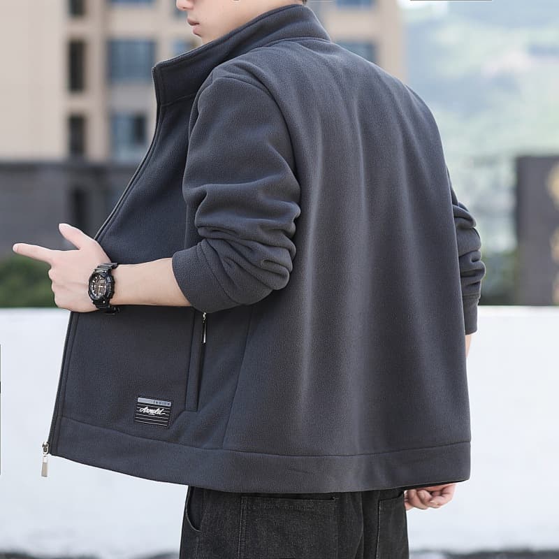 Polar fleece jacket for men 2026 new spring and autumn outdoor sports and leisure thickened large size stand collar fleece jacket