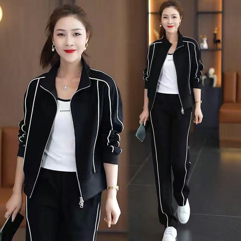 [Jacket + Pants] Sports Two-Piece Set New Spring/Fall Fashionable Stylish Hoodie with Loose Wide-Leg Pants