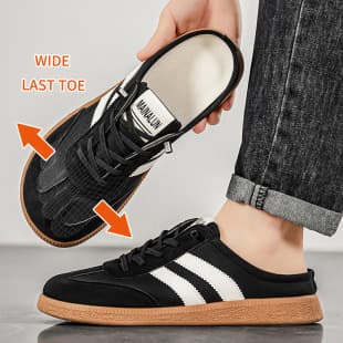 Cross-border Hot Selling Oversized Men's Shoes, Wide Last Slippers, Round Toe Lace-up Comfortable Casual Big Toe Slippers