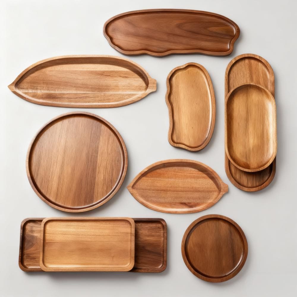 Japanese Acacia Wood Tray, Creative Retro Style, Solid Wood Grain Rectangular Plate, Dim Sum Tea Tray, Dried Fruit Tray