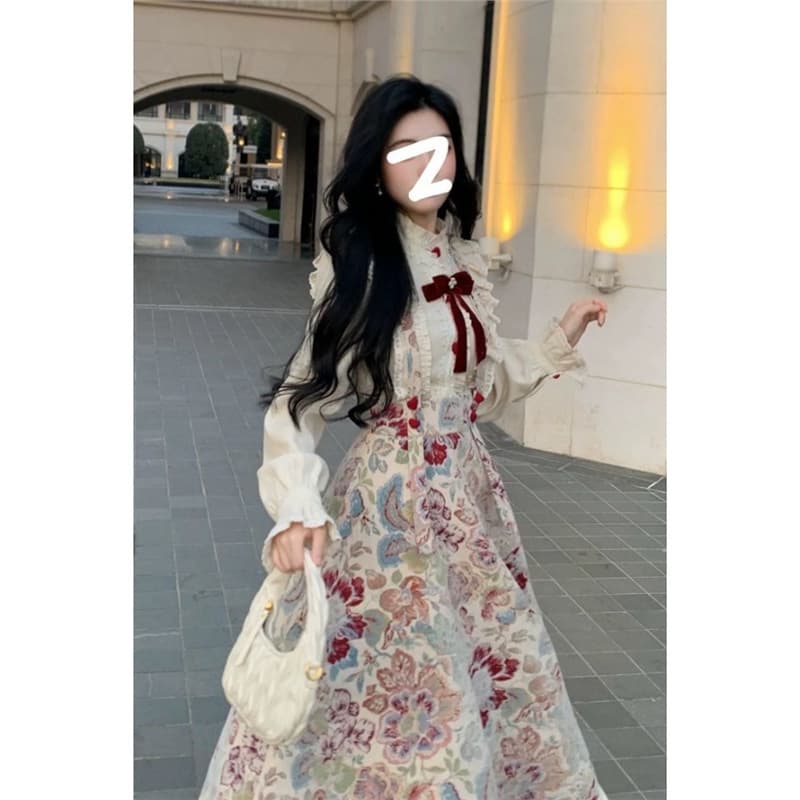 French Court Style Long-Sleeve Shirt Women, Waist-Cinching Slim Fit 2025 New Style Suspenders Skirt Light Luxury Spring Two-Piece Set