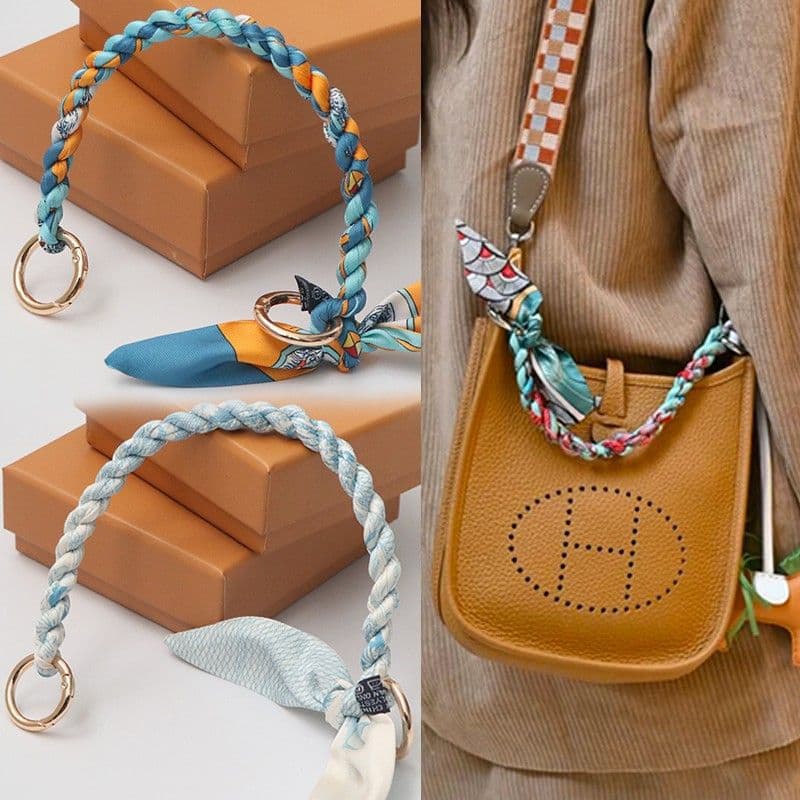 Evelyn Woven Silk Scarf Shoulder Bag Strap Women's Handbag Handle Replacement Breathable Lightweight Strappy Chic Style Bag Accessory