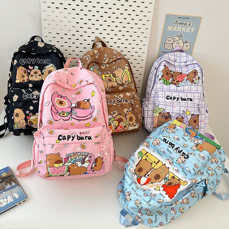 2025 New Capibala Children's Backpack Primary School Cute School Bag Lightweight Versatile High-Looking Backpack