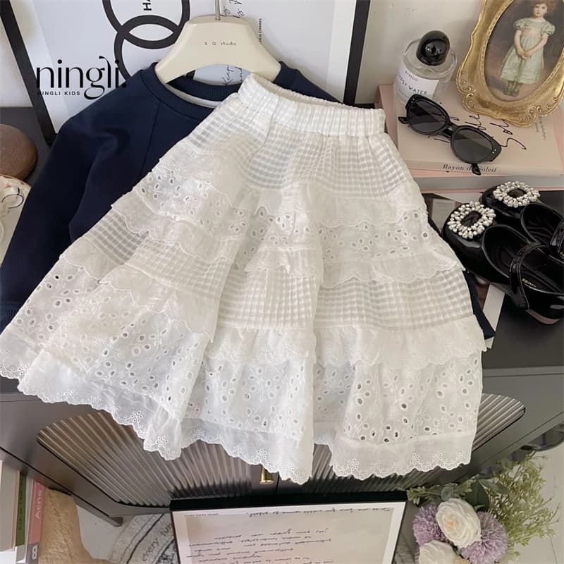 Ningli Spring and Autumn New Style Girls' Lace Skirt, Korean Version Baby Spring Long Skirt, Children's Cake Skirt