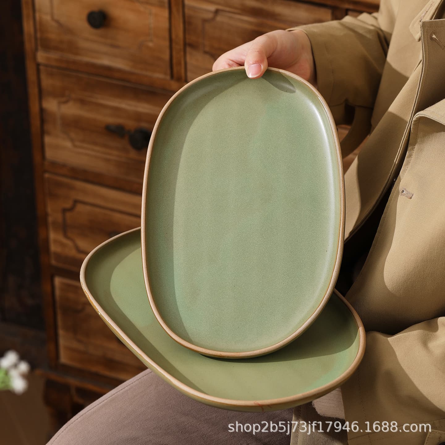 Ceramic Dinner Plate Steak Plate Hotel Cross-border Tableware Kiln Change Rustic