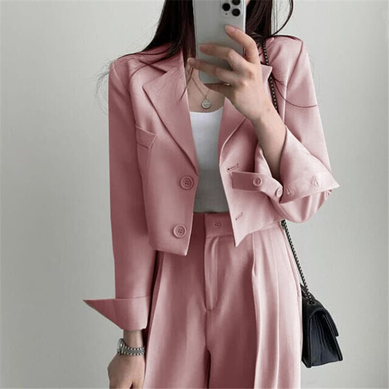 Pink Blazer for Women 2026 Spring/Autumn, Korean Street Style New Casual Suit Jacket for Petite
