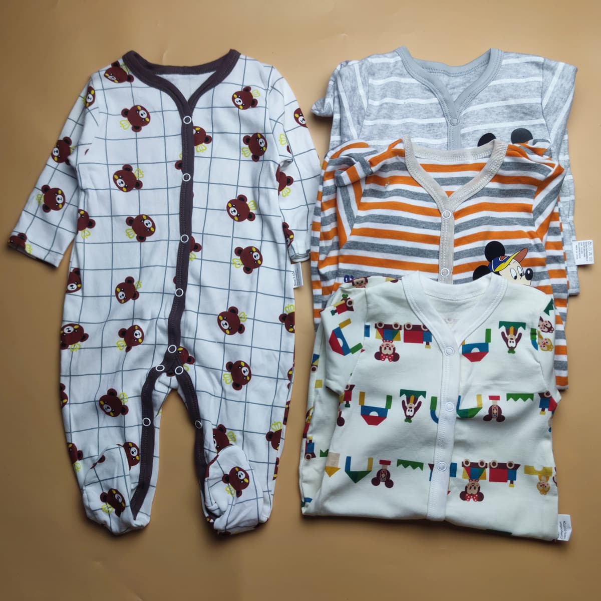 Baby Romper 100% Cotton Spring Autumn Long Sleeve Front Snap Closure Newborn Boys Bodysuit