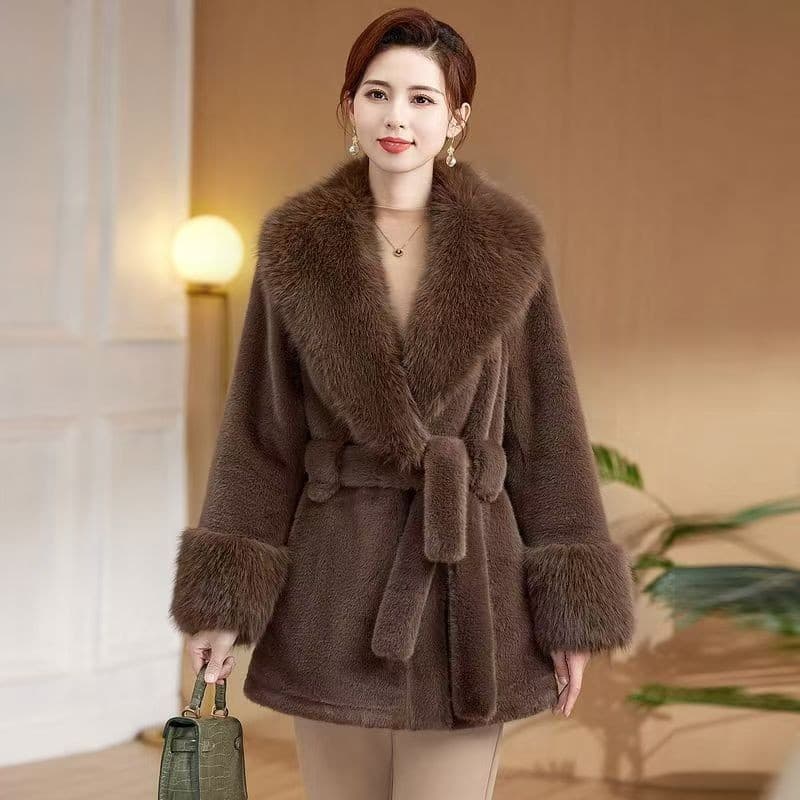 Whole network low price imitation fox fur mink fur fashionable trendy fur all-in-one leather jacket women's fur collar