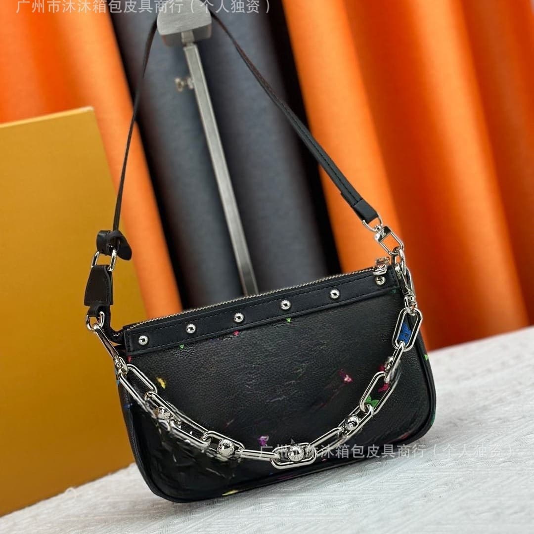 Cross-Border Trade Rivet Mahjong Bag Vintage Underarm Bag Women's Crossbody Bag 33 Colorful Bag Phone Bag Shoulder Handbag